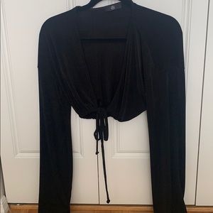 Long sleeve tie front tee